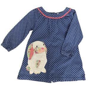 Baby Boden Polka Dot Appliqué Bunny Dress Size 18-24mo